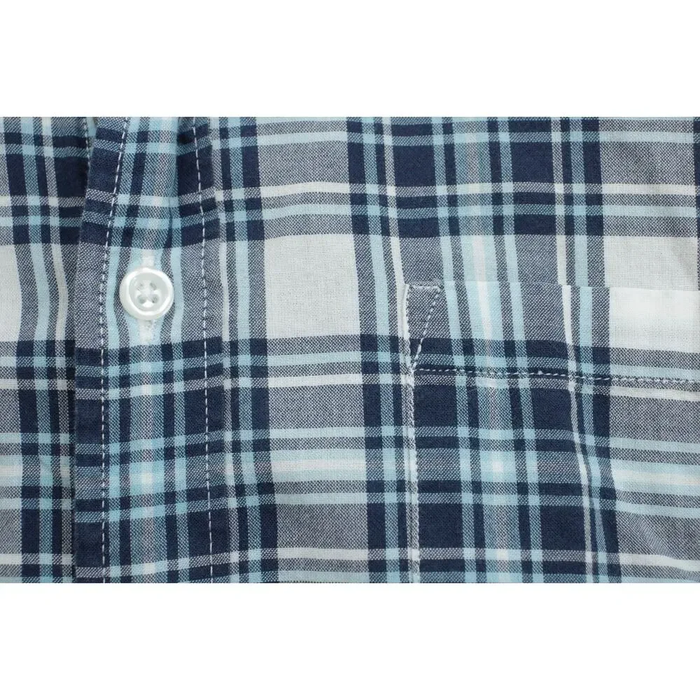 J Crew Shirt Mens Large Plaid 100% Cotton Madras‎ Long Sleeve